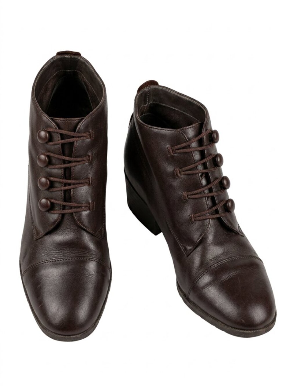 St. John's Bay Vintage Victorian Brown Leather Granny Ankle Boots 6M